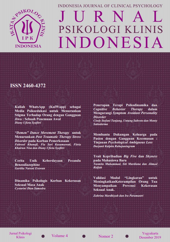 					Lihat Vol 4 No 2 (2019): Jurnal Psikologi Klinis Indonesia
				